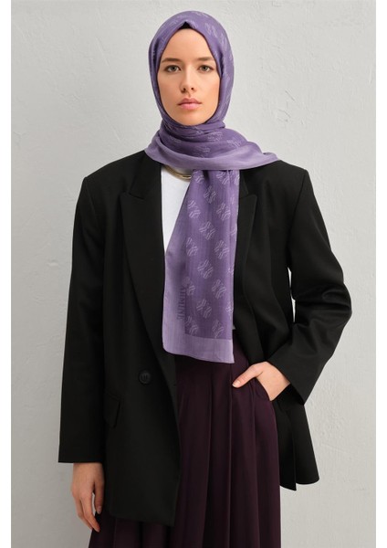 Tensel İpek Minimal Monogram Desen Şal 3298