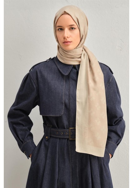 Tensel İpek Minimal Monogram Desen Şal 32102