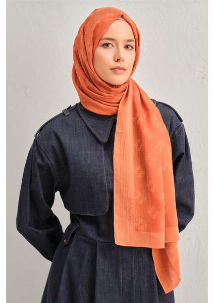 Tensel İpek Minimal Monogram Desen Şal 32106