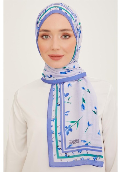 Trend Şal Lila Karma Çiçek Desen 10008 - 14