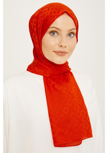 Trend Jan Jan Turuncu Geometrik Desen Jakar Şal 5 - 21219