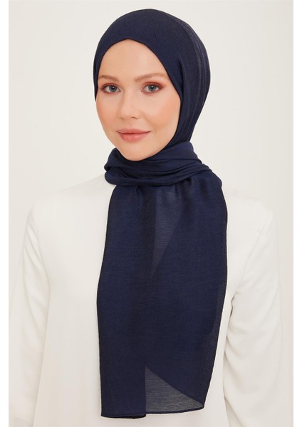 Trend Lacivert Düz Renk Pırıltı Şal 1 - 23048