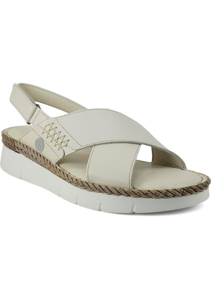 2515 25YS Kadın Günlük Sandalet Krem
