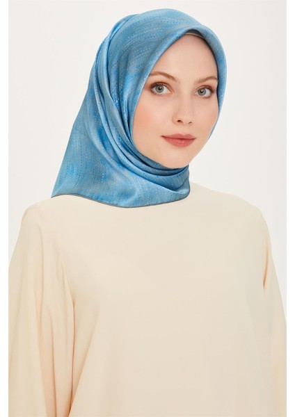 Soyut Desenli Sura Saf İpek Eşarp 9221D 05