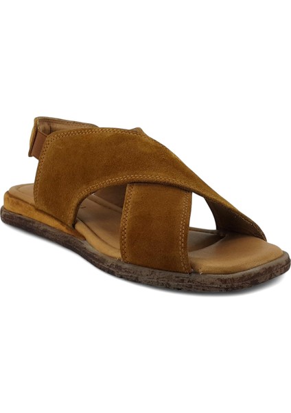 706 25YS Kadın Günlük Sandalet Taba Süet