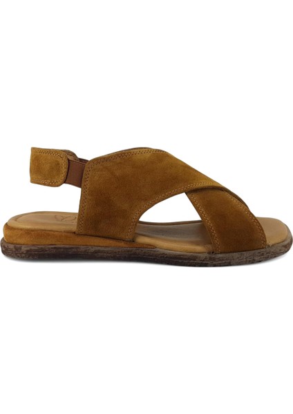 706 25YS Kadın Günlük Sandalet Taba Süet