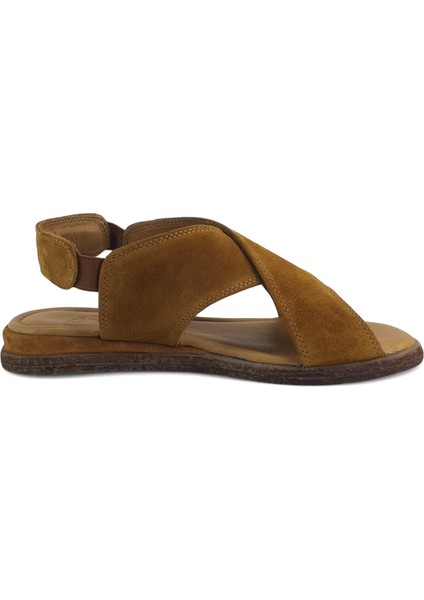 706 25YS Kadın Günlük Sandalet Taba Süet