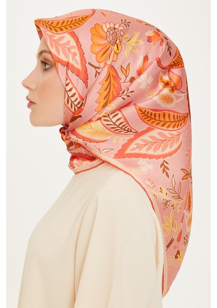 Çiçek Desenli Twill Saf İpek Eşarp 9227D 05 modelleri