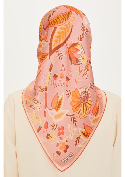 Çiçek Desenli Twill Saf İpek Eşarp 9227D 05 fırsatları
