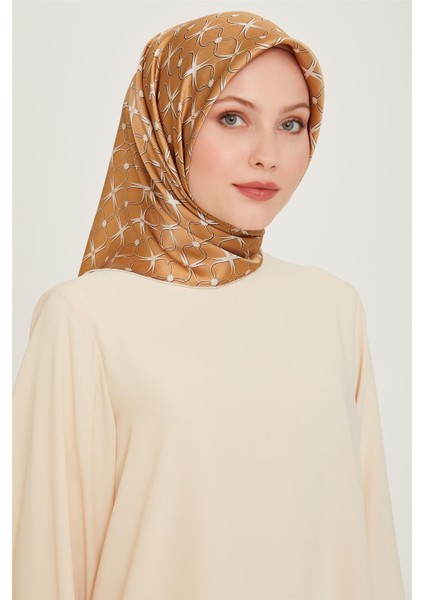 Monogram Desenli Sura Saf İpek Eşarp 9207D 01 05