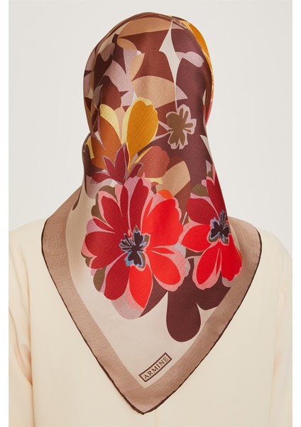 Çiçek Desenli Twill Saf İpek Eşarp 9238D 80 fırsatları