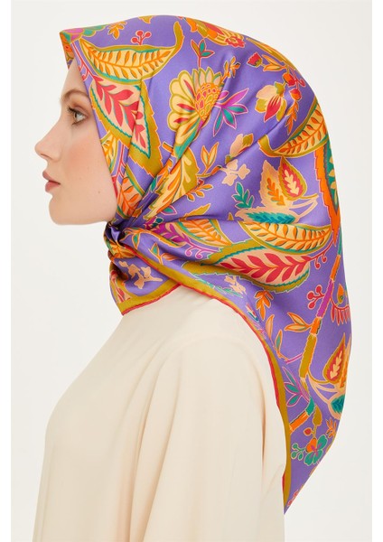 Çiçek Desenli Twill Saf İpek Eşarp 9227D 07 modelleri