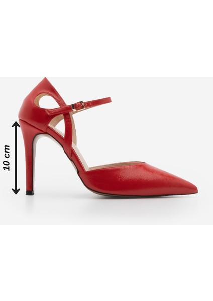 Kadın Stiletto Sivri Burun Bilekten Bantlı Topuklu Ayakkabı Tubin