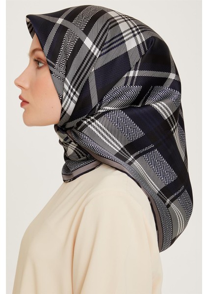 Geometrik Desenli Sura Saf İpek Eşarp 9223D 33 53