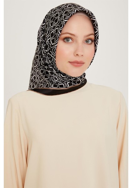 Klasik Desenli Twill Saf İpek Eşarp 9248D 05 50