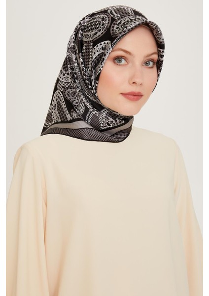 Etnik Desenli Twill Saf İpek Eşarp 9208D 81