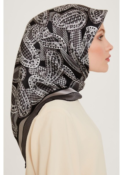 Etnik Desenli Twill Saf İpek Eşarp 9208D 81 fırsatları