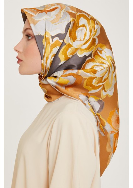 Çiçek Desenli Sura Saf İpek Eşarp 9234D 01 81 modelleri