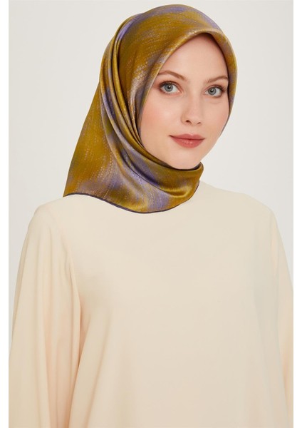 Soyut Desenli Sura Saf İpek Eşarp 9221D 08