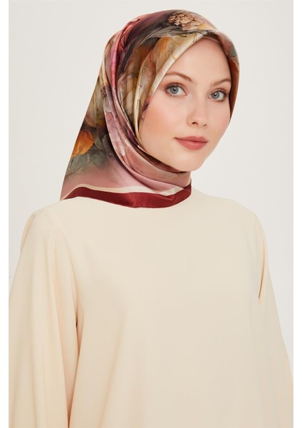 Çiçek Desenli Sura Saf İpek Eşarp 9211D 34 34