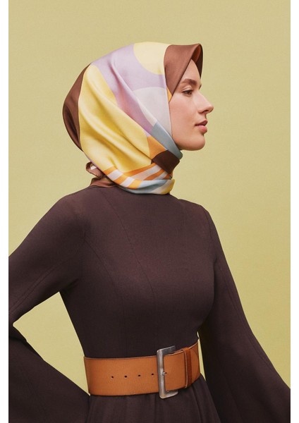 Çiçek Desenli Saf İpek Twill Eşarp 9318 81