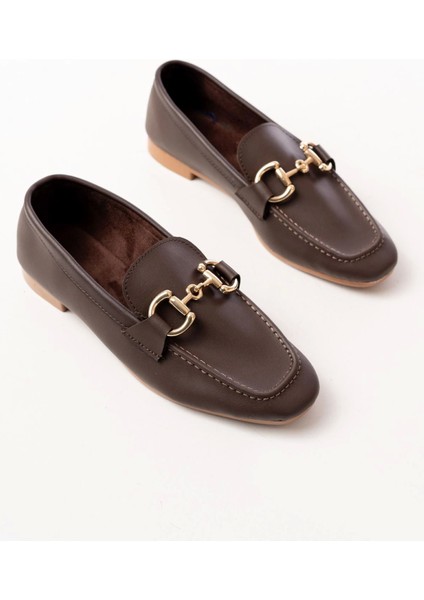 303 Kahverengi Toka Aksesuarlı Günlük Kadın Babet modelleri