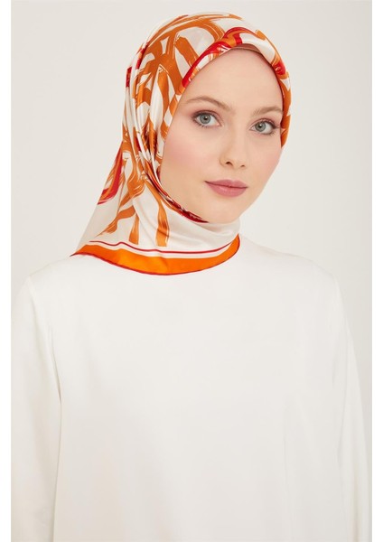 Çiçek Desenli Sura İpek Eşarp 24Ya9123 5 50