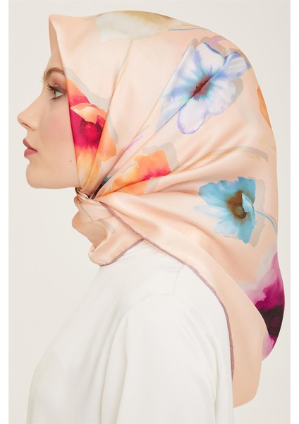 Çiçek Desenli Twill İpek Eşarp 24Ya9105 32 31 modelleri