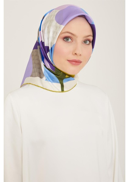 Geometrik Desenli Sura İpek Eşarp 24Ya9120 03