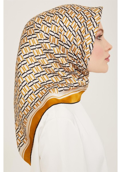 Klasik Desenli Twill İpek Eşarp 24Ya9149 8 04