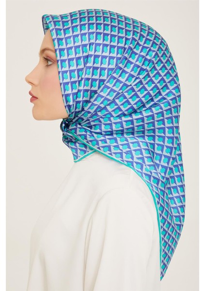 Su Yeşil Bal Peteği Desen Tivil İpek Eşarp 9109 - 52 modelleri