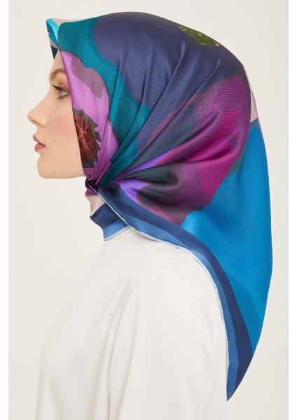 Mavi Batik Desen Tivil İpek Eşarp 9145 - 31 modelleri