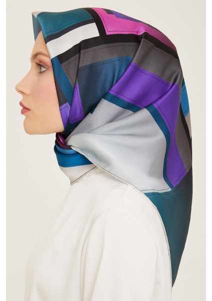 Geometrik Desenli Twill İpek Eşarp 24Ya9122 55 37 modelleri