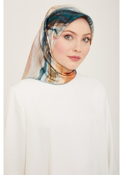 Soyut Desenli Twill İpek Eşarp 24Ya9102 52 34