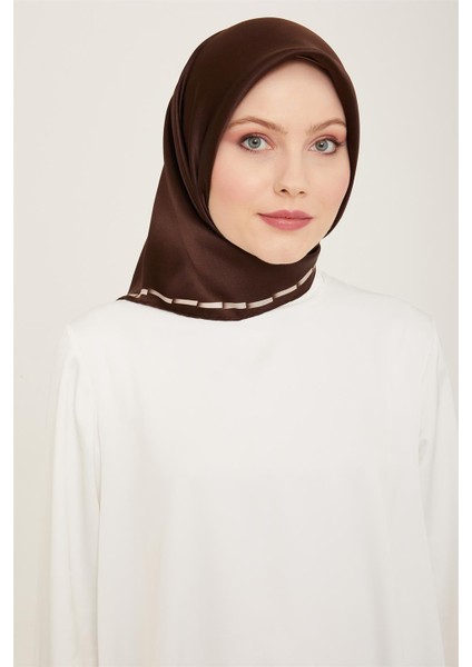 Klasik Desenli Twill İpek Eşarp 24Ya9165 31 80
