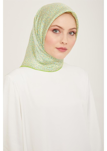 Geometrik Desenli Twill İpek Eşarp 24Ya9113 35 01