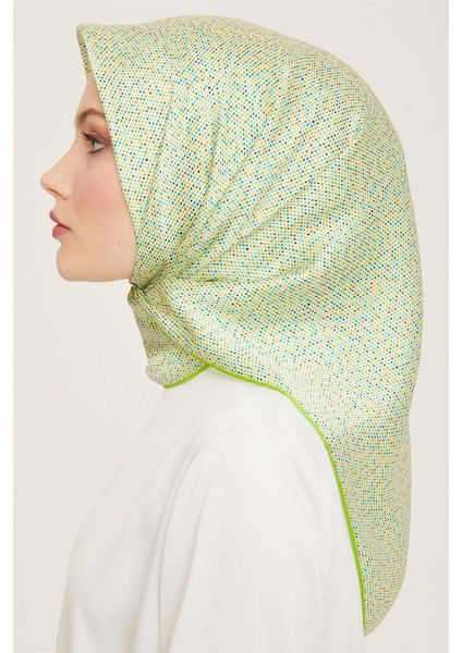 Geometrik Desenli Twill İpek Eşarp 24Ya9113 35 01