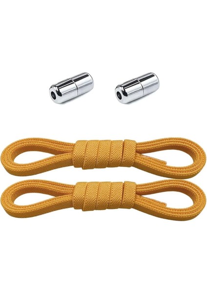 Ayarlanabilir 1 Çift Hardal Sarı Vidalı Kapsül Uçlu 6 Mm Lastik Pratik Bağcık