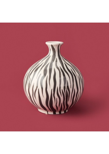 Deco Elegant Curves Vazo - Siyah / Beyaz - 28 cm