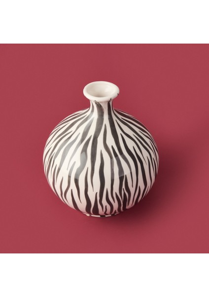 Deco Elegant Curves Vazo - Siyah / Beyaz - 28 cm