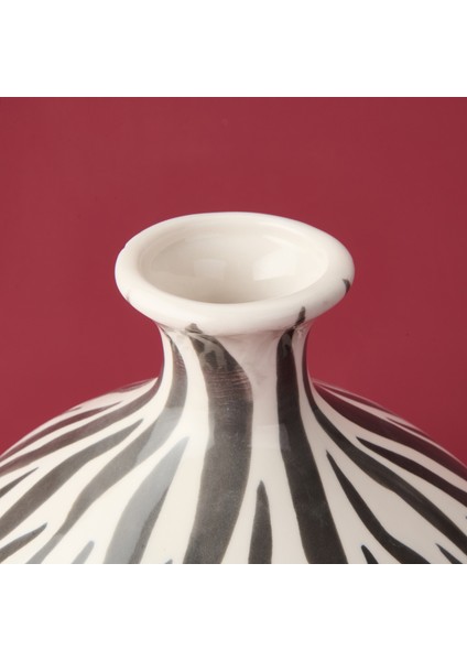 Deco Elegant Curves Vazo - Siyah / Beyaz - 28 cm