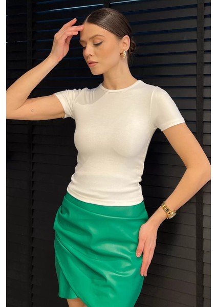 Kadın Bisiklet Yaka Basic Tişört P-00016217