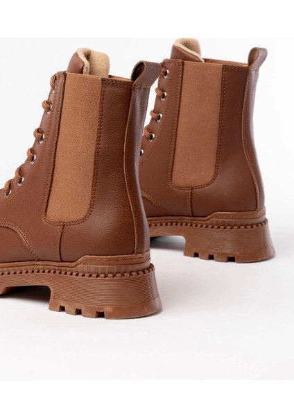 2051-298 Taba Düz Topuklu Bağcıklı Lastikli Günlük Kadın Bot fırsatları