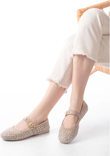 DM-6020 Bej Troklu Baret Tokalı Günlük Kadın Babet modelleri