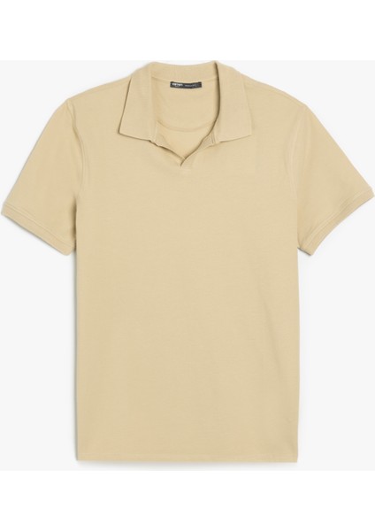 Pamuklu Pike Kumaş Kısa Kollu Regular Fit V Yaka Polo Tişört