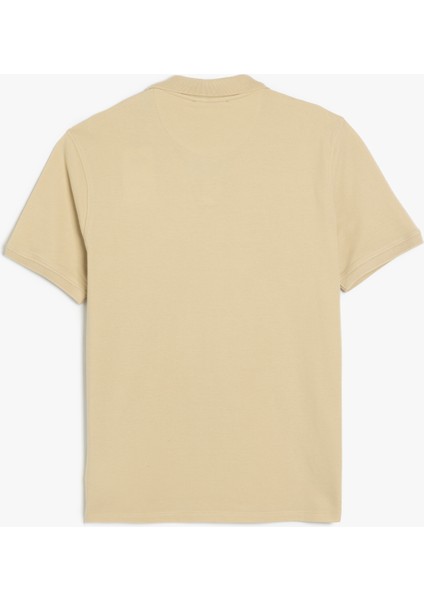 Pamuklu Pike Kumaş Kısa Kollu Regular Fit V Yaka Polo Tişört