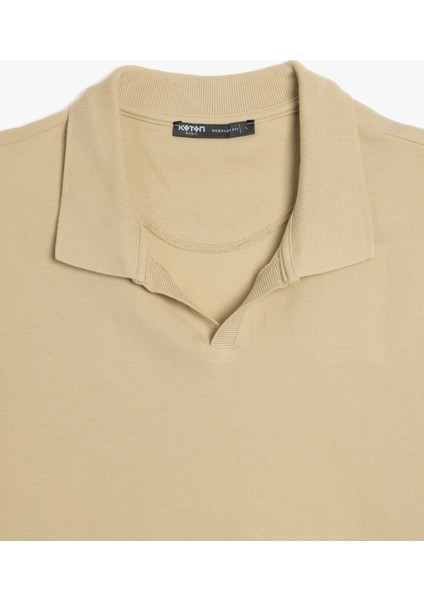 Pamuklu Pike Kumaş Kısa Kollu Regular Fit V Yaka Polo Tişört