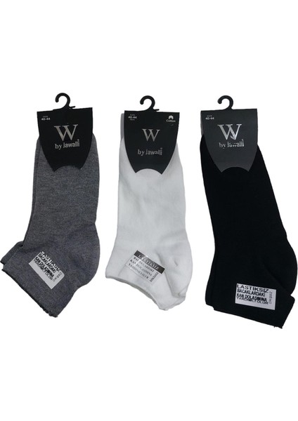 3'lü Lastiksiz Tiyabet Bambu Erkek Patik Çorap Asorti 40-44