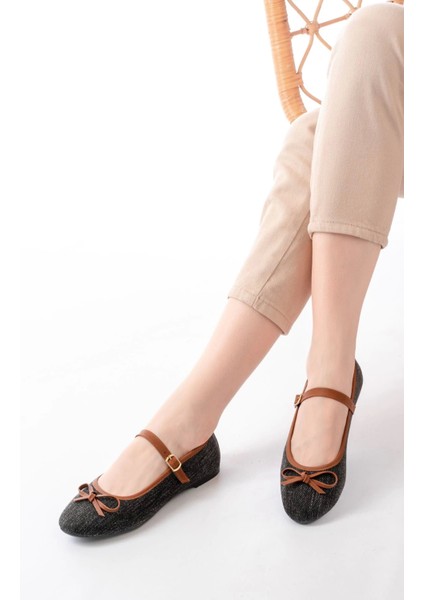 6321 Siyah Keten Günlük Baret Tokalı Bayan Babet fiyatları