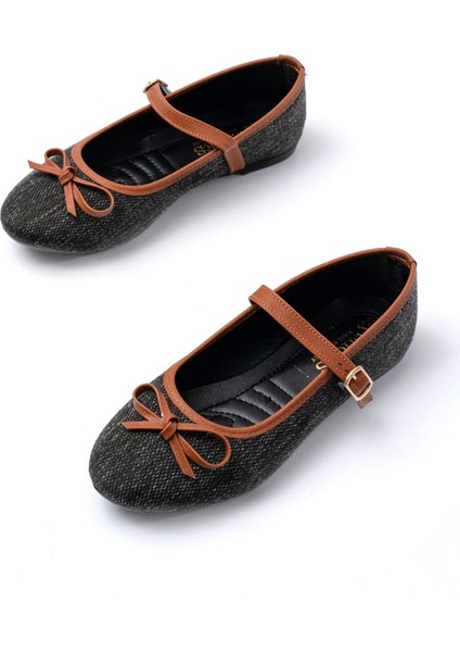 6321 Siyah Keten Günlük Baret Tokalı Bayan Babet fırsatları